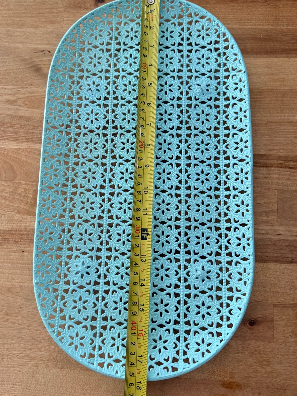 VTG 18x10” beautiful blue coated metal serving tray - Picture 5 of 5